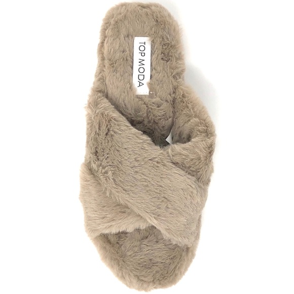 Light Taupe Fluffy Slippers - Picture 5 of 7